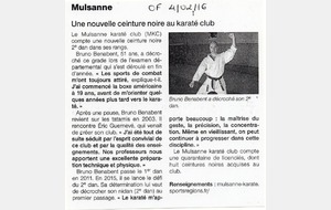 Une nouvelle ceinture noire au karaté club - Ouest France - 04/02/2016