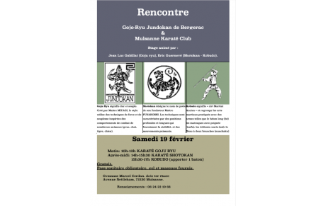 Rencontre Gojo-Ryu Jundokan de Bergerac &amp;  Mulsanne Karaté Club